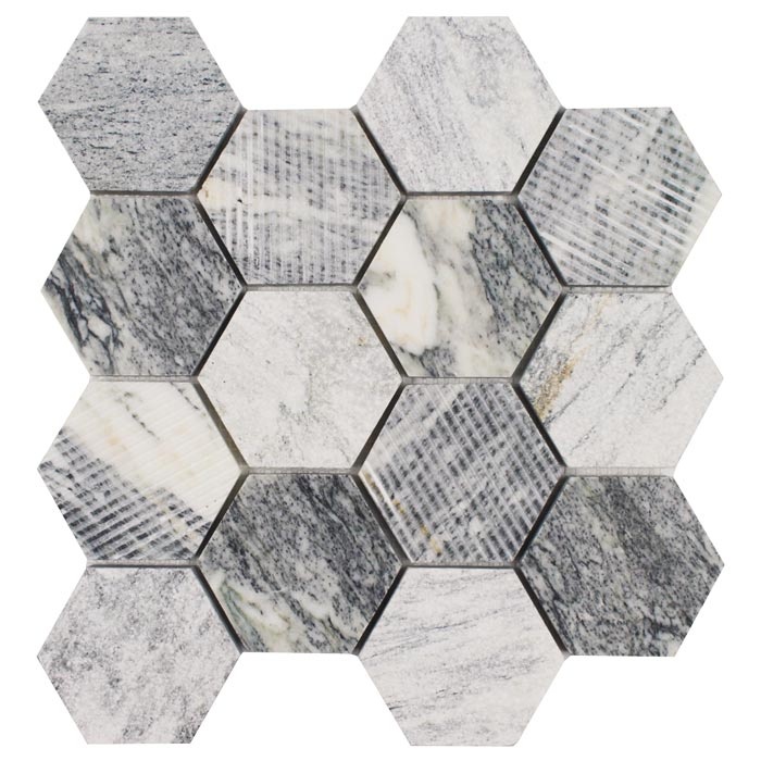 Metropolitan Contempo Oasis Deco Natural Stone Mosaic - 3" Hexagon - Multi Finish