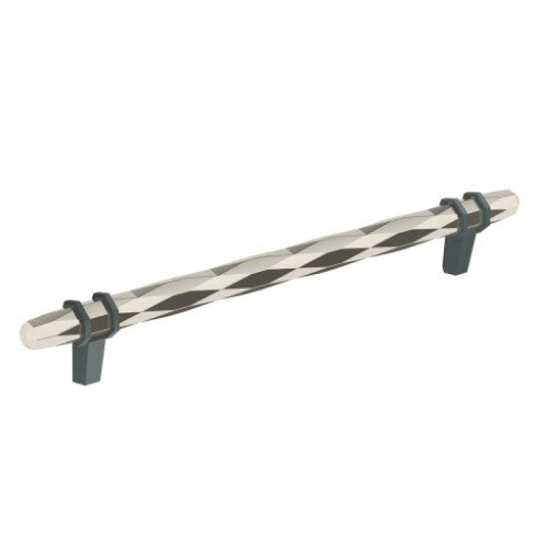 London Zinc Bar Cabinet Pull - Polished Nickel / Black Bronze