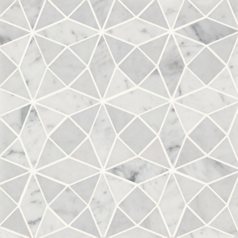 Monet White Carrara 5 Marble Mosaic - 10 1/8" X 10 1/8" - Honed