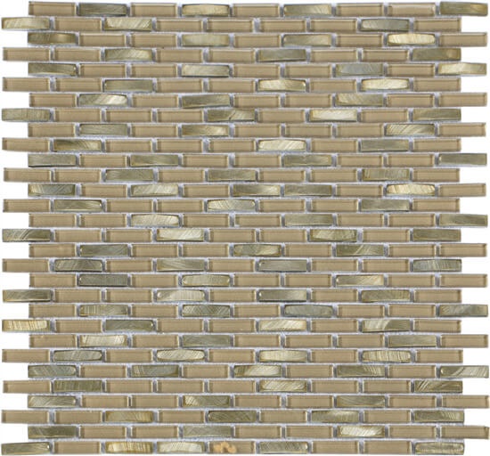 Iridium Gold Glass & Aluminum Mosaic - Mini Brick - Natural