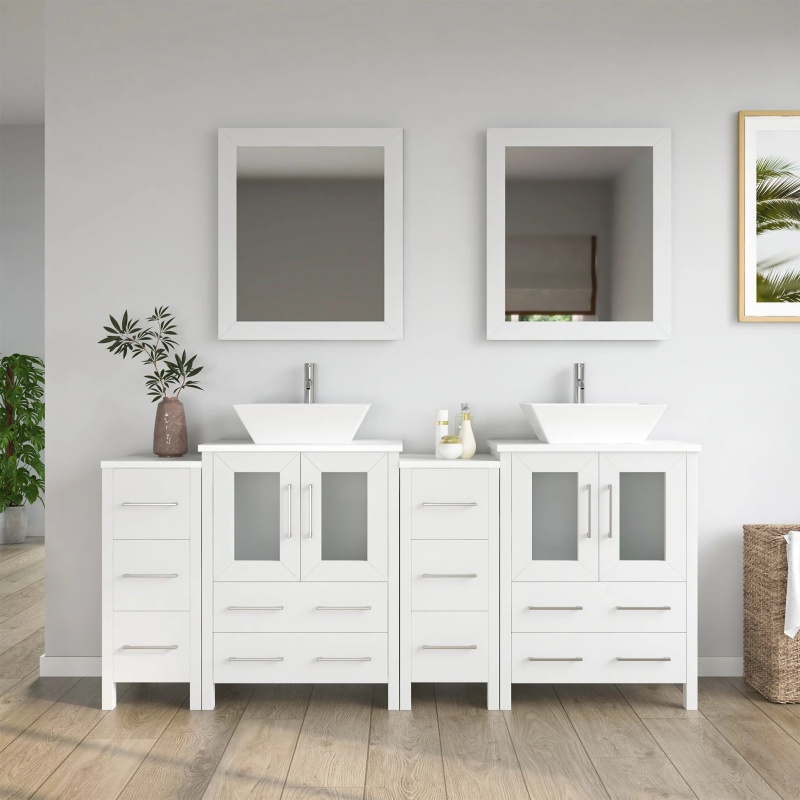 White Bathroom Vanity Cabinet with Mirror