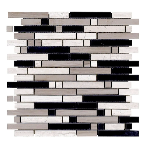 Stream Stone Modish B Grey / Taupe / Black Marble & Limestone Mosaic - Linear - Honed