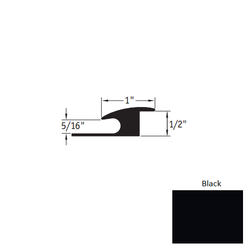 Johnsonite Black Vinyl Moulding / Trim - 1" X 12 Ft (144") X 5/16" - 1/2" Adaptor - Adaptor