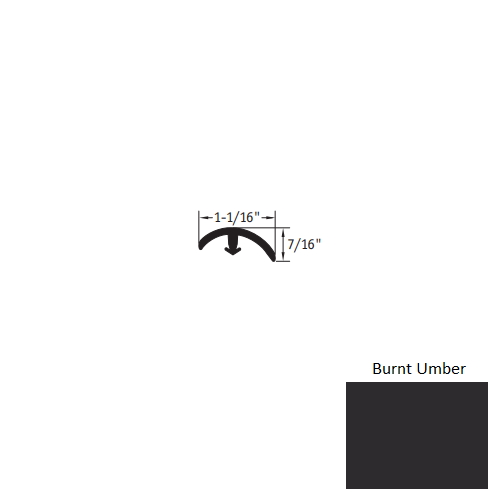 Johnsonite Burnt Umber Vinyl Moulding / Trim - 1 1/16" X 12 Ft (144") X 1/4" & 5/16" - 1/8" T Molding - T Molding