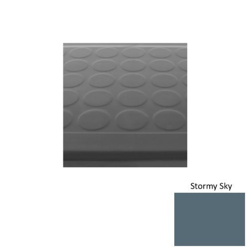 Solid 92 Stormy Sky Low Profile Raised Circular Rubber (Sq) With Safety Yellow Abrasive Strip Stair Tread - Textured