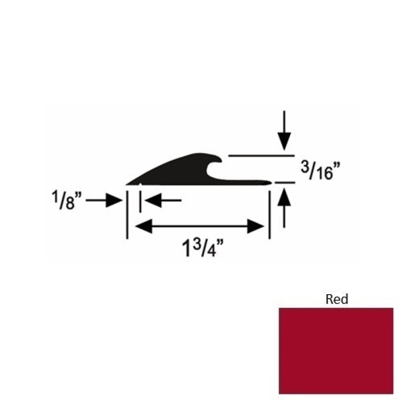 Solid 42 Red Rubber Custom Carpet Edging