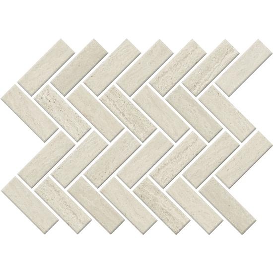 Sunset Falls White Porcelain Mosaic - 1" X 3" Herringbone - Matte
