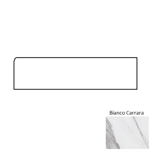 Nova Bianco Carrara Porcelain Floor Trim - 3" X 24" Bullnose