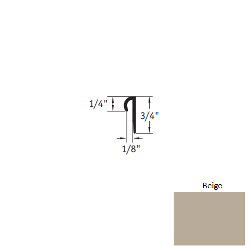 Johnsonite Beige Vinyl Round Top Cove Cap Trim, 1/8" x 12 ft (144")