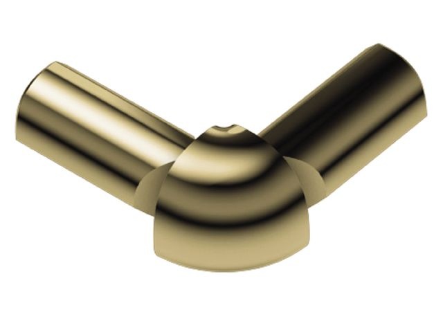 Rondec 90 Degree Double Leg Outside Corner Metal Tile Edging Trim - Polished Brass Anodized Aluminum