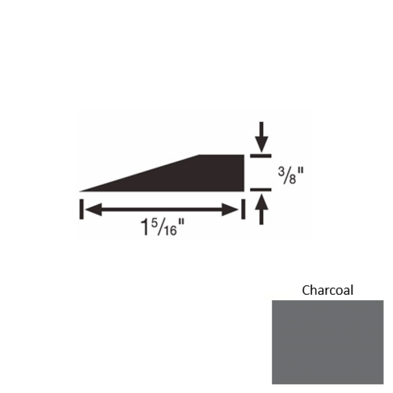 Solid 26 Charcoal Rubber Reducer Strip - 1 5/16" X 9 Ft (108") X 3/8"