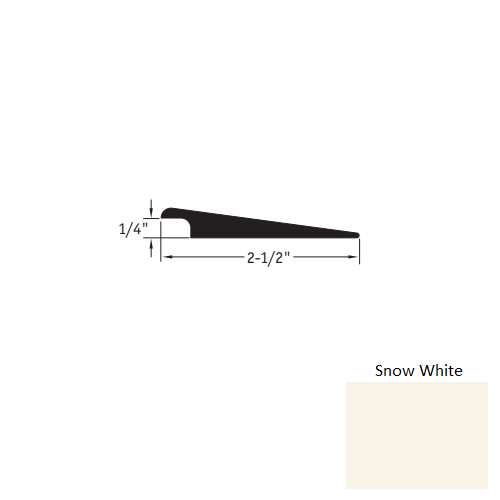 Johnsonite Snow White Vinyl Moulding / Trim - 2 1/2" X 12 Ft (144") X 1/4" Wheeled Traffic Transition - Wheeled Traffic Transition