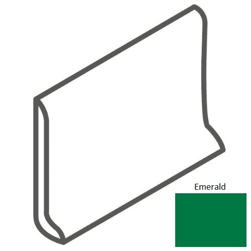 Color Wheel Classic Emerald Ceramic Wall Trim - 4 1/4" X 6" Sanitary Cove Base - Glossy