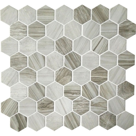 Crosswood Seagull Glass Mosaic - 1 1/2" Hexagon - Matte & Satin