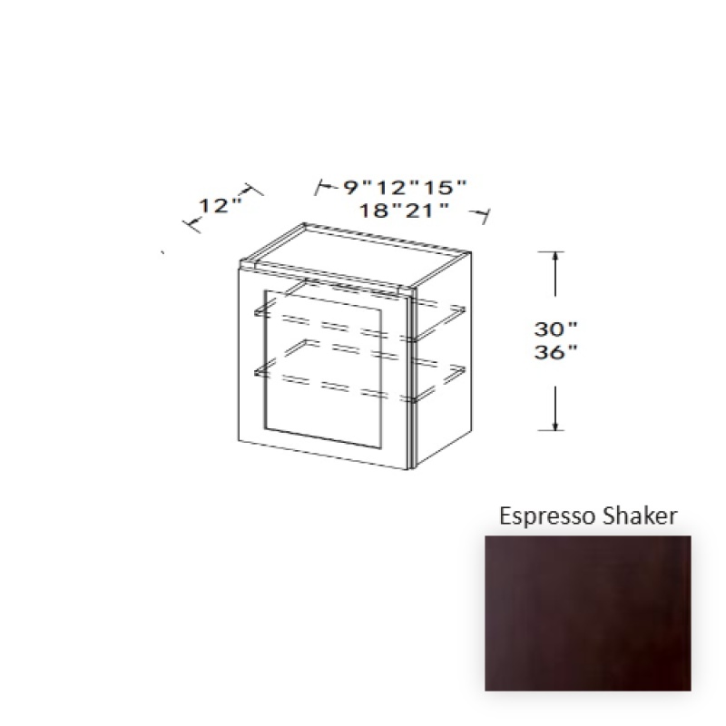 Espresso Shaker Wood Kitchen Wall Cabinet