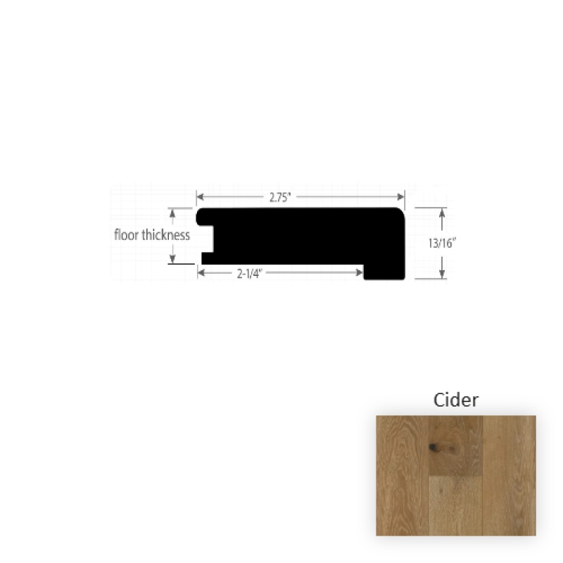 Premier Cider Hardwood Moulding / Trim - 2.75" X 90" Square Flush Stair Nose - Wire Brushed