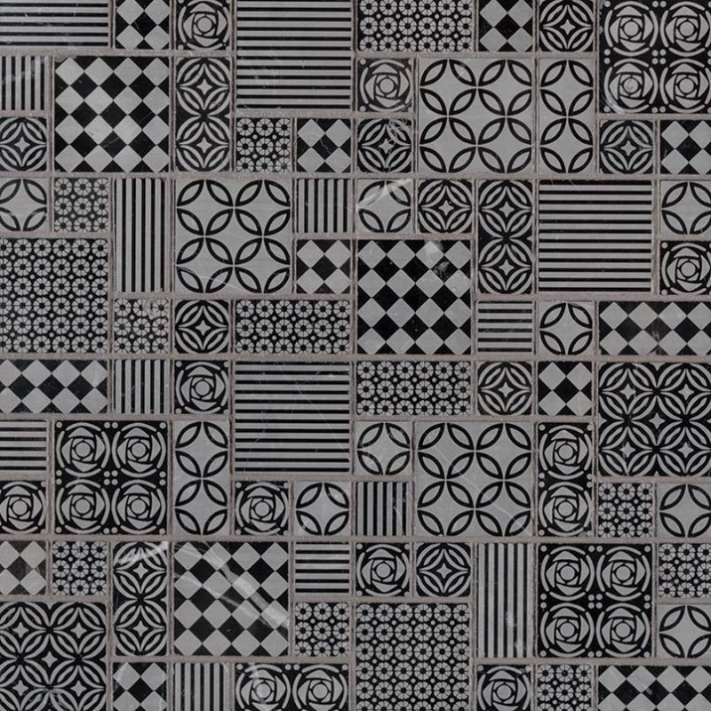 Clearance Sale! Tetris Nero Marble Mosaic - Deco - Polished