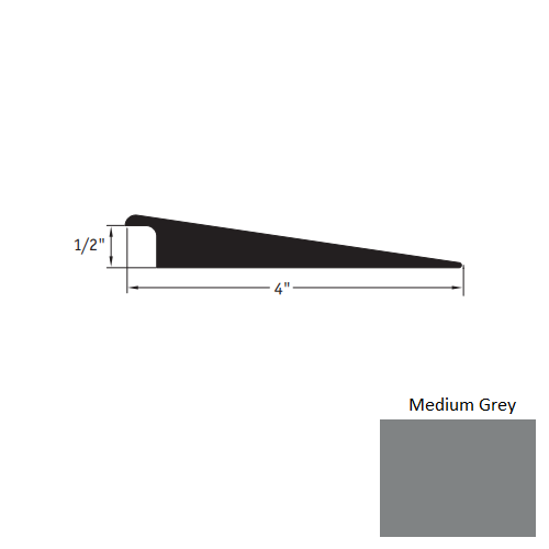 Johnsonite Medium Grey Vinyl Moulding / Trim - 4" X 12 Ft (144") X 1/2" Wheeled Traffic Transition - Wheeled Traffic Transition