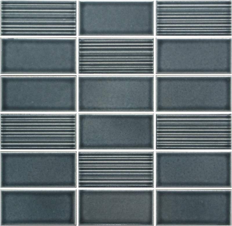Nagara Navy Ceramic Mosaic - Stacked - Glossy