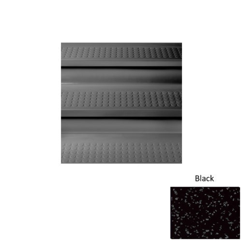 Symmetry 98 Black Vantage Raised Circular Rubber (Sq) With Galley Red Abrasive Strip Stair Tread With Dupont Kevlar - Textured