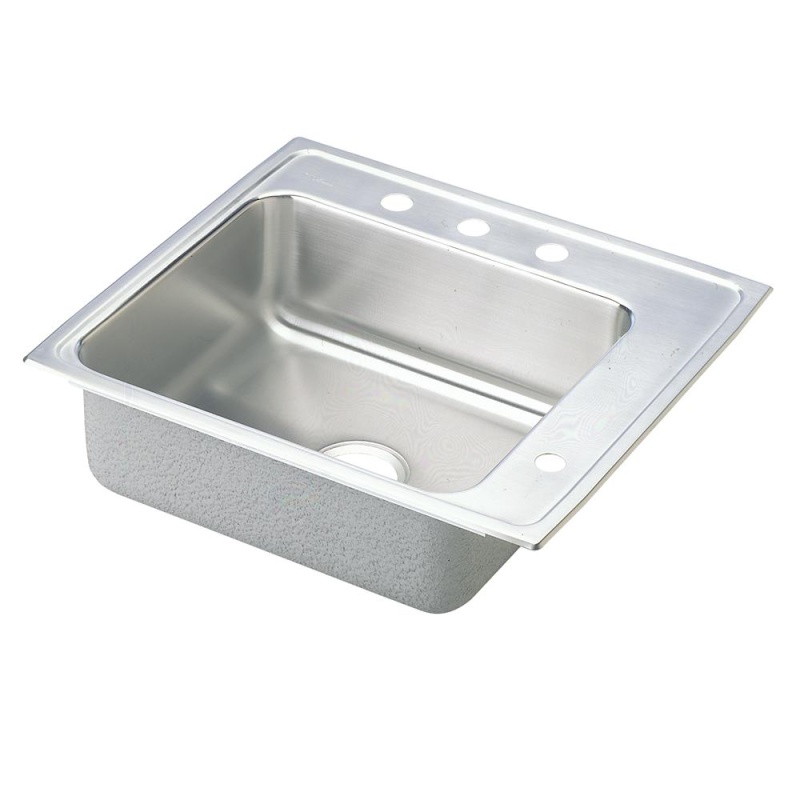 Drkad222040r3 Lustertone Classic Stainless Steel Drop In Single Bowl Kitchen Sink - 22" X 19 1/2" X 4" With 3 Holes - Stainless Steel