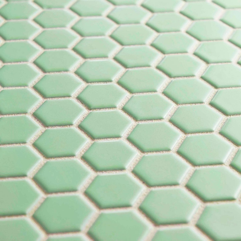 Metro Light Green Porcelain Mosaic - 3" Hexagon - Matte