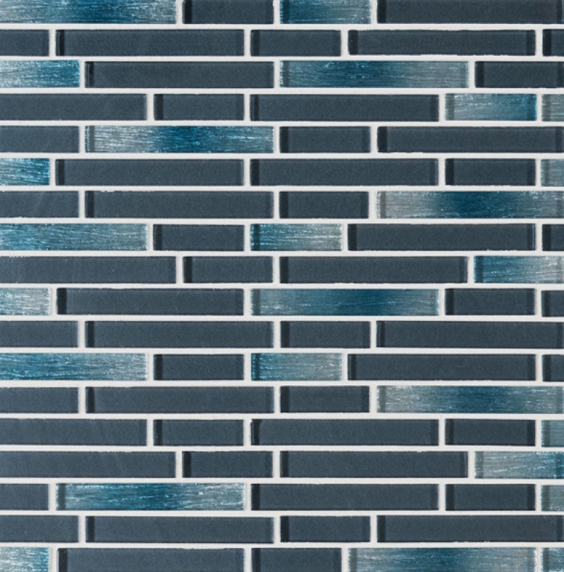 Harbor Celeste Interlocking Glass Mosaic - Linear - Glossy