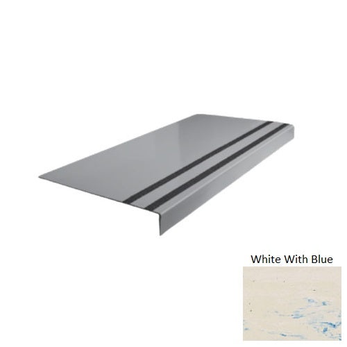Evolving Styles Creative Elements White With Blue Type 130 Distinct Designs Rubber - 12 1/4" X 72" Stair Tread - Smooth