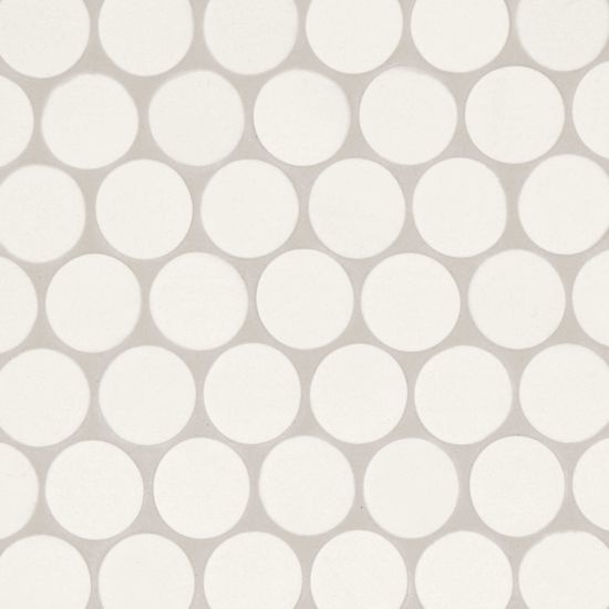 Makoto Shoji White Porcelain Mosaic - 2" X 2" Penny Round - Matte