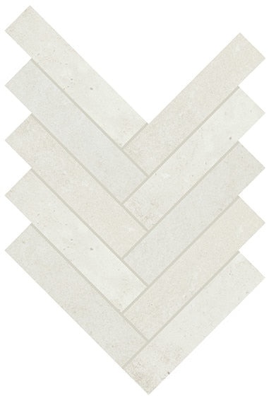 Rekindle White Porcelain Mosaic - 2" X 6" Herringbone - Matte