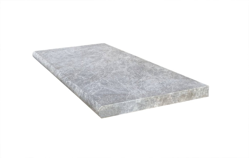 Tundra Gray Marble Bullnose Coping - Sandblasted & Brushed