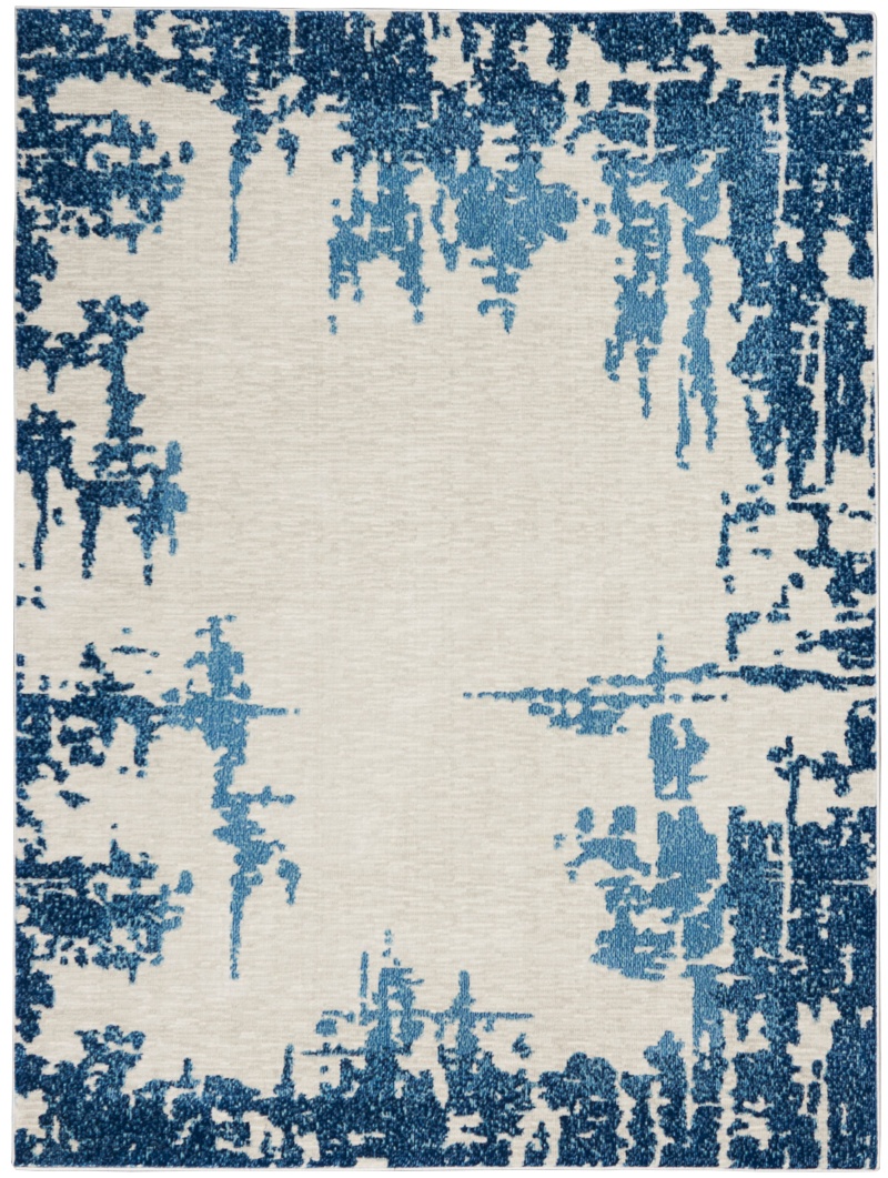 Etchings Etc04 Ivory / Blue Polypropylene Modern Area Rug