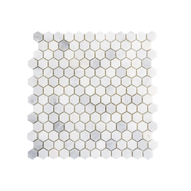 Winter Frost Marble Mosaic - 1" Hexagon - Mixed