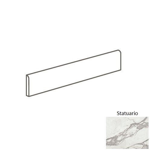 Magica Marstood Statuario Porcelain Floor & Wall Trim - 3" X 24" Bullnose