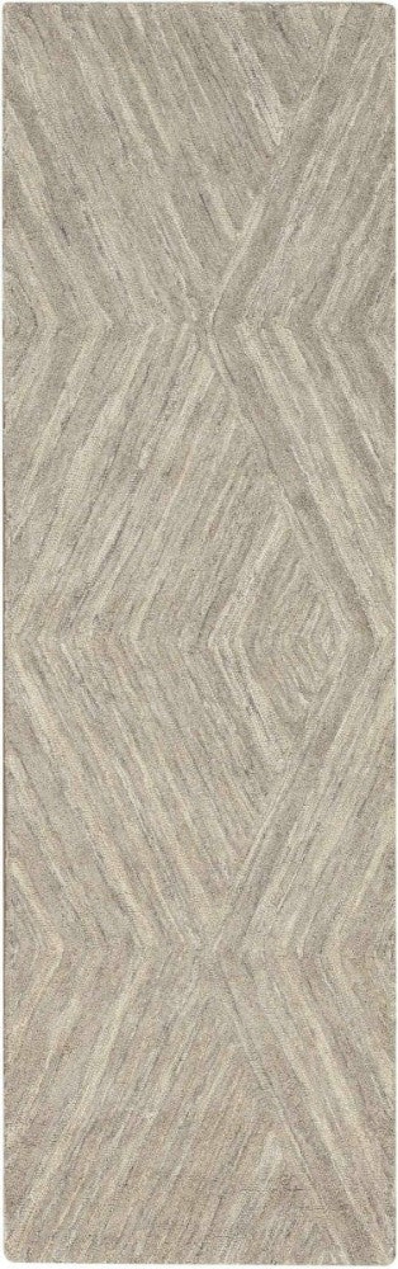 Graceful Grey Wool Contemporary Area Rug - 8 Ft Runner