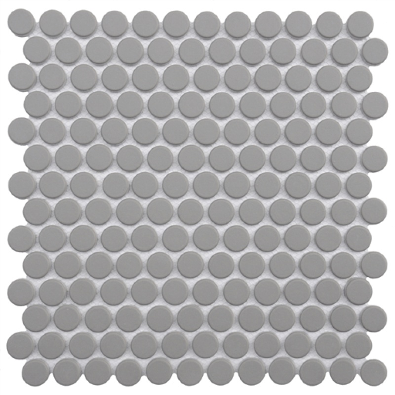 Endura Dark Grey Glass Mosaic - Penny Round - Natural