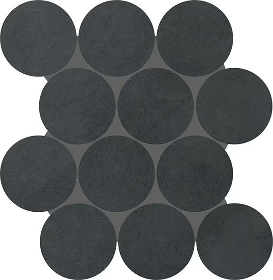 Indoterra Volcanic Ash Porcelain Mosaic - 4" Circle - Matte