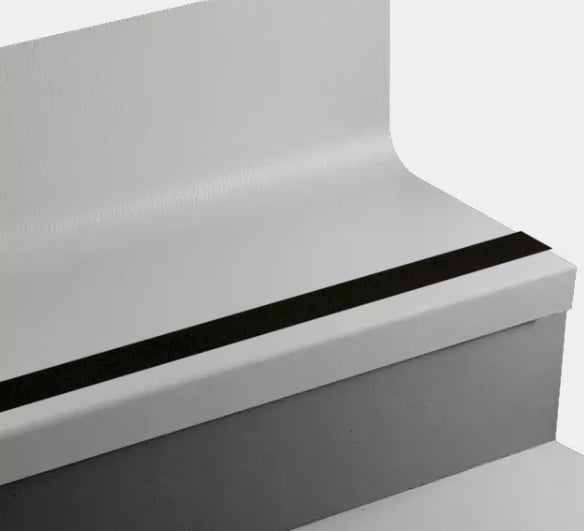 Johnsonite Mystify Hammered 19" x 48" Angle Fit Stair Tread with Square Riser and Brown Grit Tape