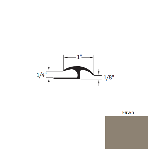 Johnsonite Fawn Vinyl Moulding / Trim - 1" X 12 Ft (144") X 1/4" - 1/8" Adaptor - Adaptor