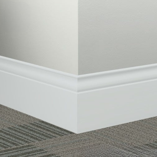 Johnsonite White Slipper Rubber Millwork Contoured Wall Base - 5 1/4" X 96" X 3/8" Inflection - Millwork Contoured Wall Base