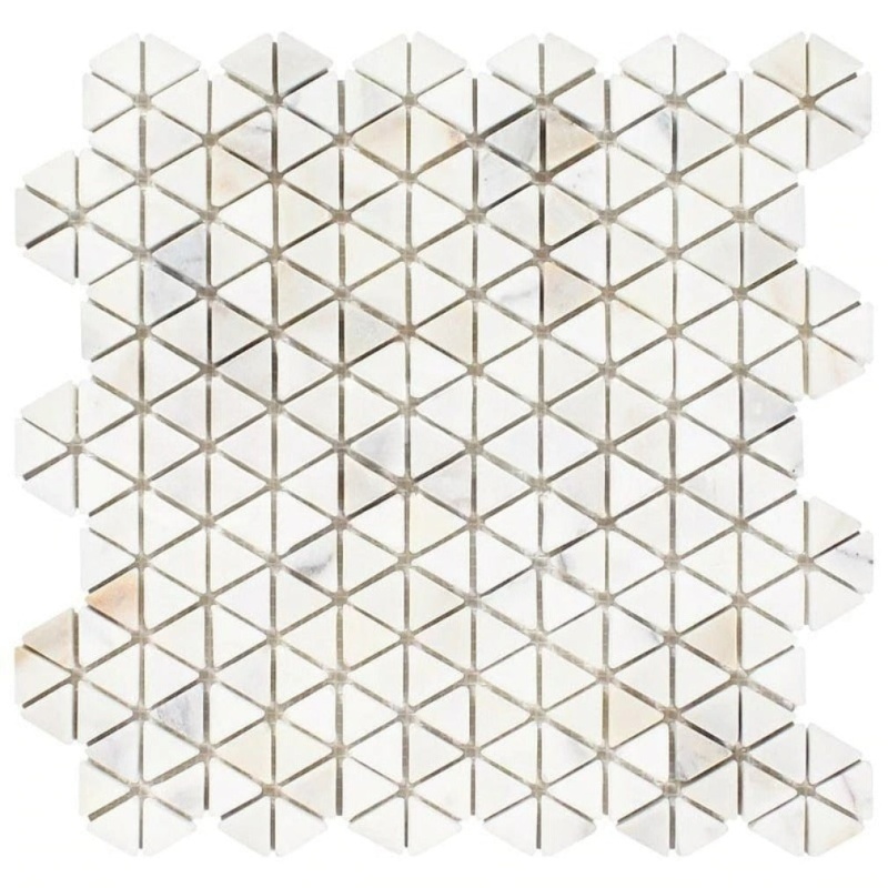 Calacatta Gold Marble Mosaic - Triangular Hexagon - Tumbled