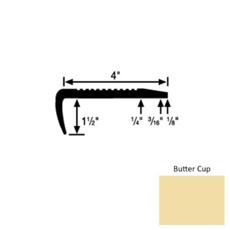Solid 01 Butter Cup Rubber Commercial Stair Nosing (Sq) - 4" X 9 Ft (108")