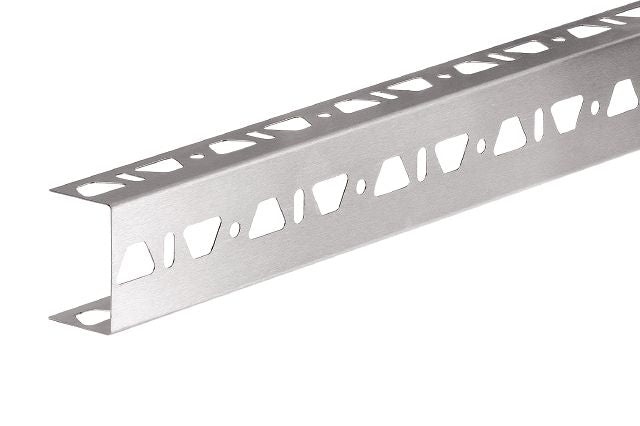 Kerdi Board Zb U Shaped Profile With 3 Perforated Edges Metal Tile Edging Trim - Stainless Steel