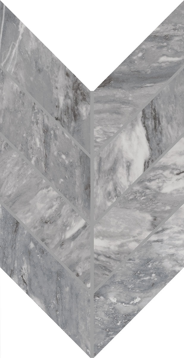 Marble Attache Lavish Stellar Grey Porcelain Mosaic - 2" X 5" Chevron - Polished, Per Pack: 5.63 Enter Quantity In Sqft