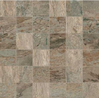 Dolomiti 3D Golden Grey Porcelain Mosaic, 2" x 2", Matte