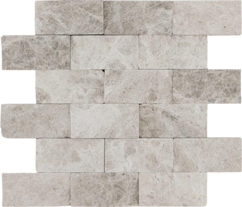 Aqua Gray Marble Mosaic - 2" X 4" - Split Face