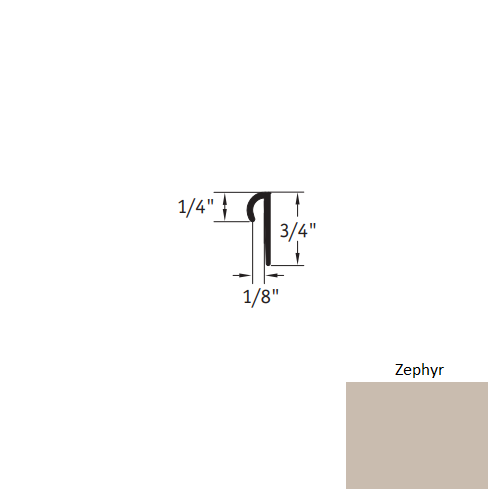 Johnsonite Zephyr Vinyl Moulding / Trim - 1/8" X 12 Ft (144") Round Top Cove Cap - Round Top Cove Cap