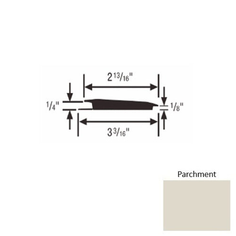 Solid 65 Parchment Rubber Rolling Traffic Transition - 3 3/16" X 9 Ft (108") X 1/4" - 1/8"