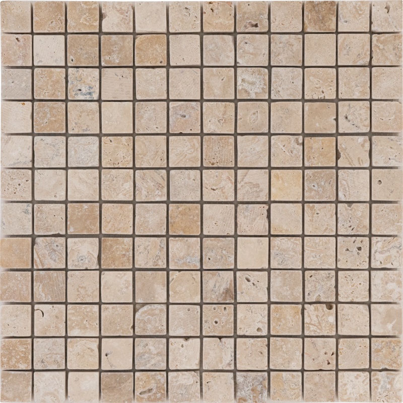 Nordic Silver Travertine Mosaic - 1" X 1" - Tumbled