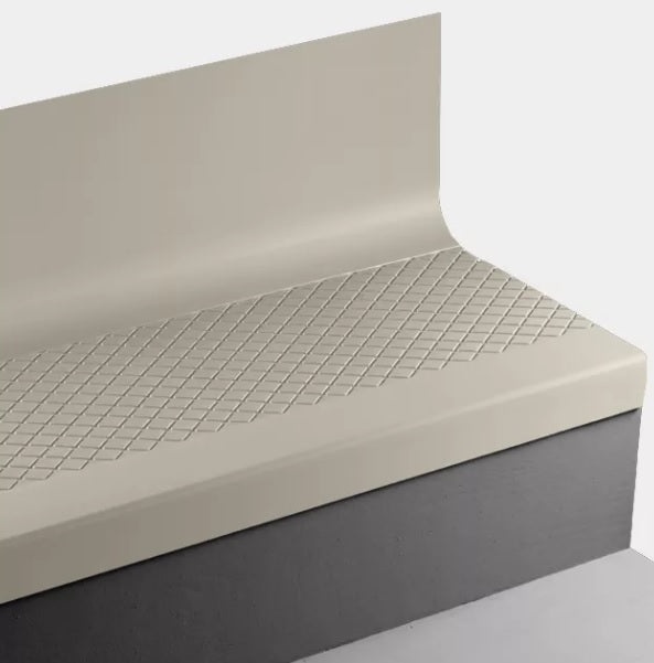 Johnsonite Bone White Diamond Rubber Moulding / Trim, 19" x 60" Angle-Fit Stair Tread with Riser (Sq), Textured